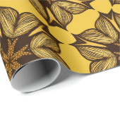 Geel Abstract Floral Pattern Cadeaupapier (Rol Hoek)