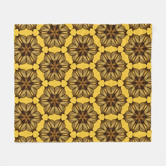 Geel Abstract Floral Pattern Fleece Deken (Voorkant (Horizontaal))