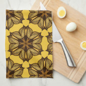 Geel Abstract Floral Pattern Theedoek (Quarter Fold)