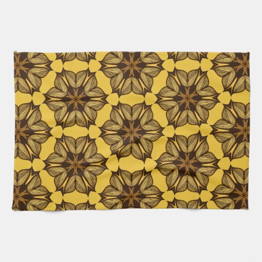 Geel Abstract Floral Pattern Theedoek (Horizontaal)