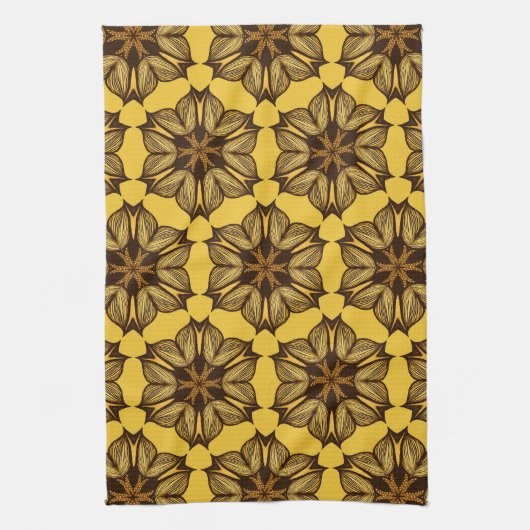 Geel Abstract Floral Pattern Theedoek (Verticaal)