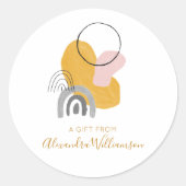 Geel Abstract gepersonaliseerd een cadeautje uit n Ronde Sticker (Voorkant)