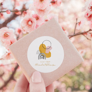 Geel Abstract gepersonaliseerd een cadeautje uit n Ronde Sticker