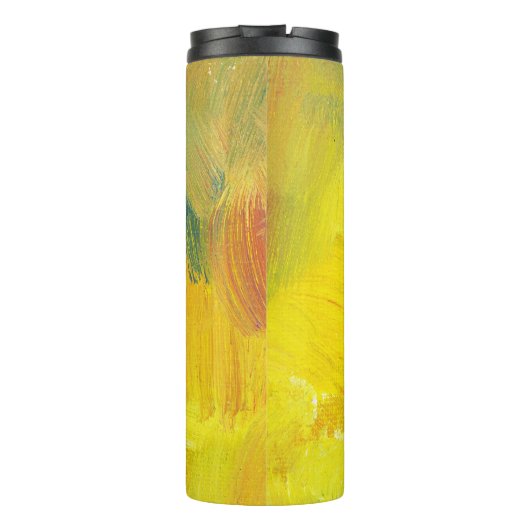 Geel Abstract: getextureerd, met de hand getekend. Thermosbeker (Achterkant)