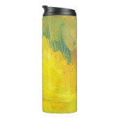 Geel Abstract: getextureerd, met de hand getekend. Thermosbeker (Geroteerd rechts)