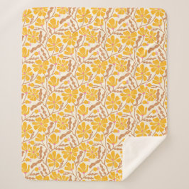 Geel Abstract Mid Century Modern Flower Sherpa Deken