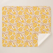 Geel Abstract Mid Century Modern Flower Sherpa Deken (Voorkant (horizontaal))