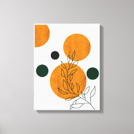 Geel Abstract minimalistisch blad canvas Afdruk