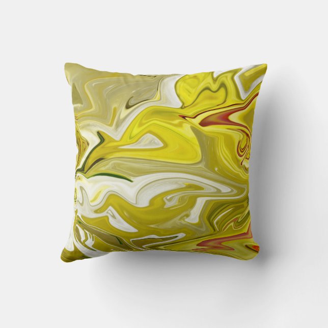 Geel abstract patroon kussen (Achterkant)