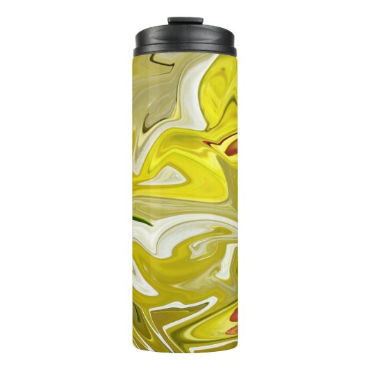 Geel abstract patroon thermosbeker (Voorkant)
