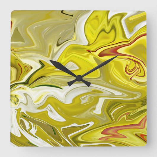 Geel abstract patroon  vierkante klok (Voorkant)