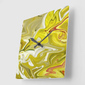 Geel abstract patroon  vierkante klok (Hoek)