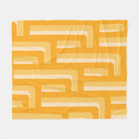 Geel Abstract Retro Geometrisch Fleece Deken (Voorkant (Horizontaal))