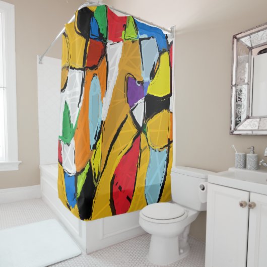 Geel Abstract Shower Curtain Douchegordijn (In situ)