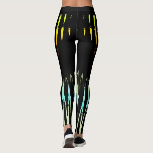 geel abstract tulpenontwerp met Tron2021. Leggings (Achterkant)