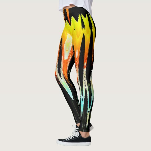 geel abstract tulpenontwerp met Tron2021. Leggings (Links)