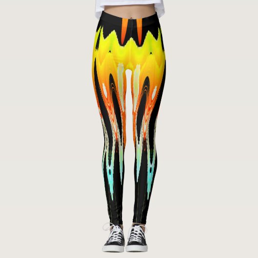 geel abstract tulpenontwerp met Tron2021. Leggings (Voorkant)