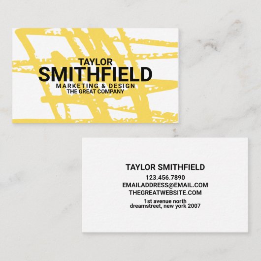 Geel Abstract Visitekaartje van de Verf (Voorkant / Achterkant)