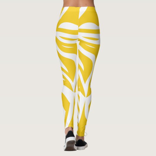 Geel Abstract Zebra Print Vrouwen Leggings (Achterkant)
