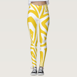 Geel Abstract Zebra Print Vrouwen Leggings
