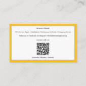 Geel AC Unit Verwarming Koeling HVAC Visitekaartje (Achterkant)