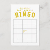 Geel achterklep thema baby shower BINGO kaart (Voorkant)