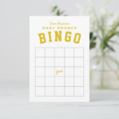Geel achterklep thema baby shower BINGO kaart (Staand voorkant)