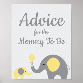 Geel advies voor Baby shower met olifanten voor ma Poster
