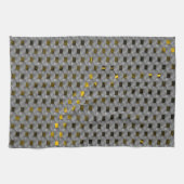 Geel afbeelding onder grijze borden, langwerpige v theedoek (Horizontaal)