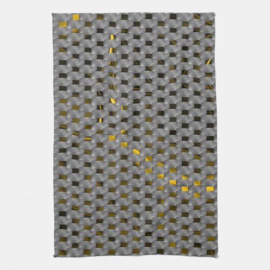 Geel afbeelding onder grijze borden, langwerpige v theedoek (Verticaal)