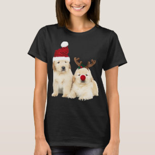 Geel Afbeelding Puppy Santa T-shirt