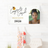 Geel Afro Eenhoorn Afstuderen Spandoek (Insitu)