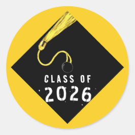 Geel Afstuderen 2026 Ronde Sticker