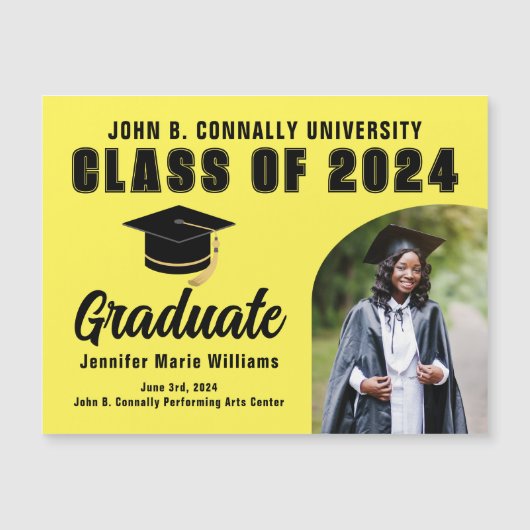 Geel Afstuderen Custom 2024 Afstuderen magneet Kaa (Voorkant)