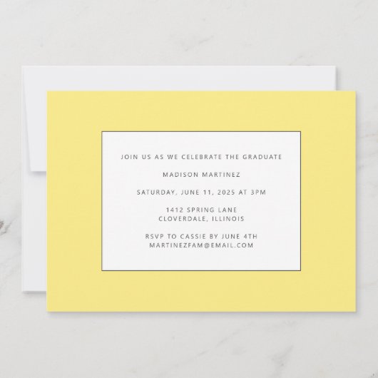 Geel Afstuderen de Aankondiging van het Afstuderen (Achterkant)