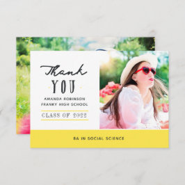 Geel Afstuderen Foto Hartelijk dank Bedankkaart