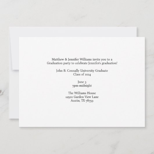 Geel Afstuderen gepersonaliseerd 2024 afstudeerfee Aankondiging (Achterkant)