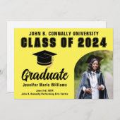 Geel Afstuderen gepersonaliseerd 2024 afstudeerfee Aankondiging (Voorkant / Achterkant)