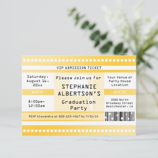 Geel Afstuderen of partijtoelatingstabel Kaart (Staand voorkant)