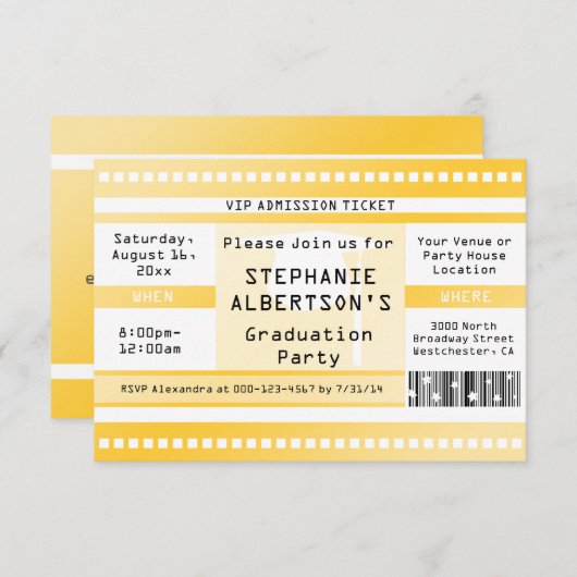 Geel Afstuderen of partijtoelatingstabel Kaart (Voorkant / Achterkant)