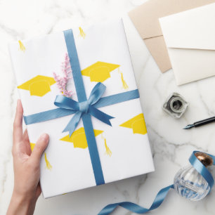 Geel afstuderen pet simpel cadeaupapier