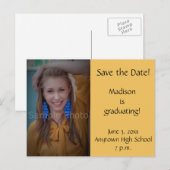 Geel Afstuderen van de Foto van de Douane sparen d Aankondigingskaart (Voorkant / Achterkant)