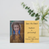 Geel Afstuderen van de Foto van de Douane sparen d Aankondigingskaart (Staand voorkant)