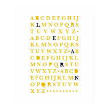 Geel alfabet Leer Letter Modern Typografie ABC