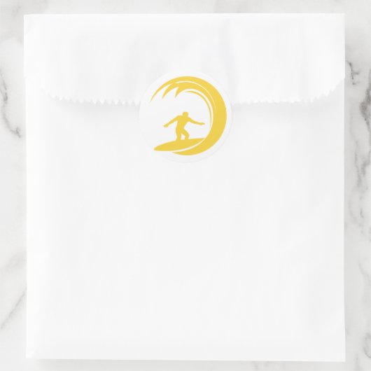 Geel amberkleurig surfen ronde sticker (Tas)