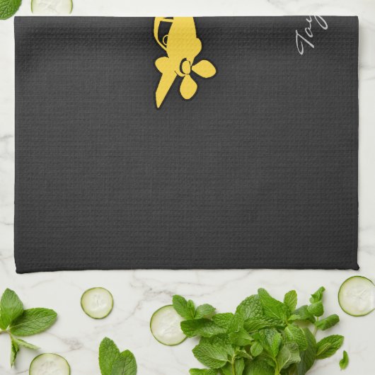 geel amberkleurig vlak theedoek (Gevouwen)