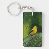 Geel Amerikaanse goudvink vogel schilderen Initial Sleutelhanger (Voorkant)