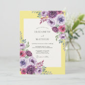 Geel Amethyst Bloeiende Bruiloft Kaart (Staand voorkant)