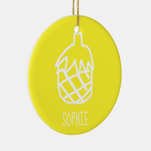 Geel anananas modern eenvoudig ontwerp keramisch ornament (Rechts)