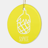 Geel anananas modern eenvoudig ontwerp keramisch ornament (Links)